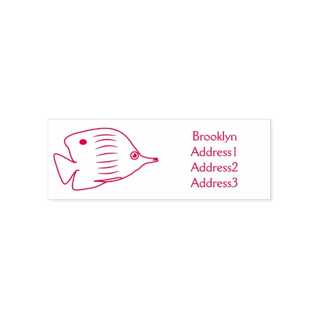 Cute butterfly fish cartoon illustration self-inking stamp (Design)