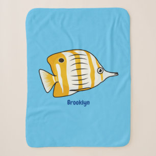 Cute butterfly fish cartoon illustration sherpa blanket