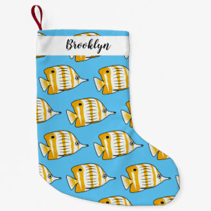 Cute butterfly fish cartoon illustration small christmas stocking