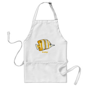 Cute butterfly fish cartoon illustration  standard apron