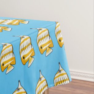 Cute butterfly fish cartoon illustration  tablecloth