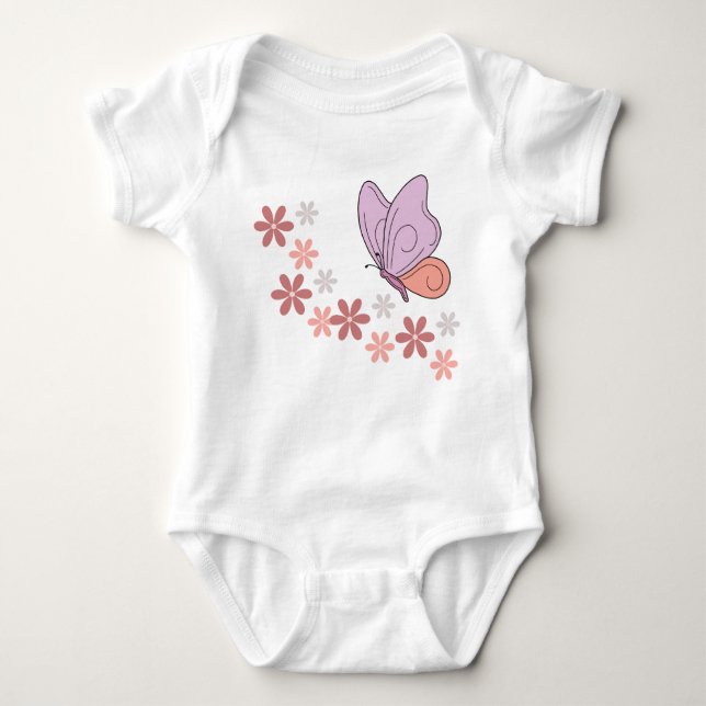 Cute butterfly floral art baby bodysuit (Front)