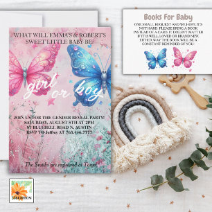 cute butterfly Gender Reveal Party garden Enclosure Card