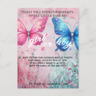 cute butterfly Gender Reveal Party Invitation Postcard