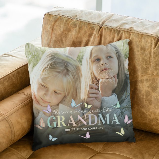 Cute Butterfly Grandma Photo Cushion (Creator Uploaded)