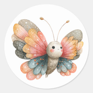 Cute Butterfly Illustration Watercolor Insect  Classic Round Sticker