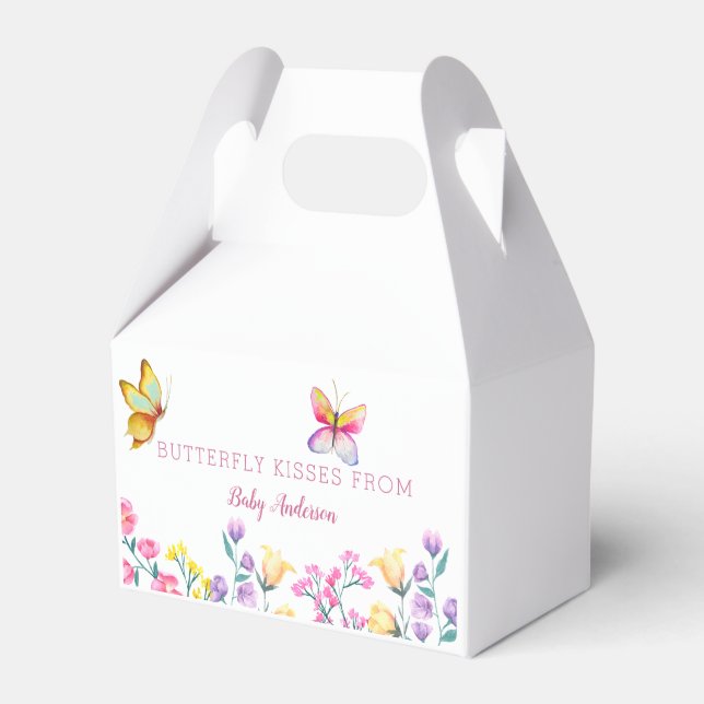 Cute Butterfly Kisses Spring Baby Shower Favour Box (Front Side)