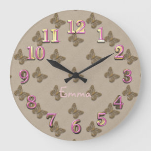 Cute Butterfly Large Clock