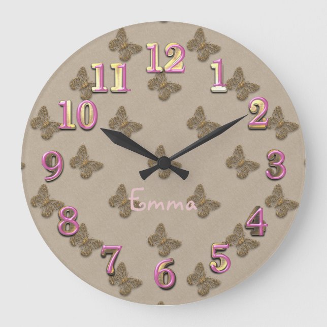 Cute Butterfly Large Clock (Front)
