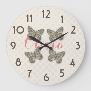 Cute Butterfly Large Clock