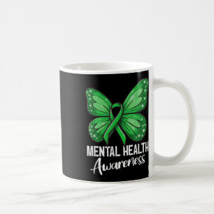 Cute Butterfly Mental Health Awareness Warrior Gre Coffee Mug
