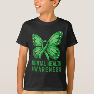 Cute Butterfly Mental Health Awareness Warrior Gre T-Shirt