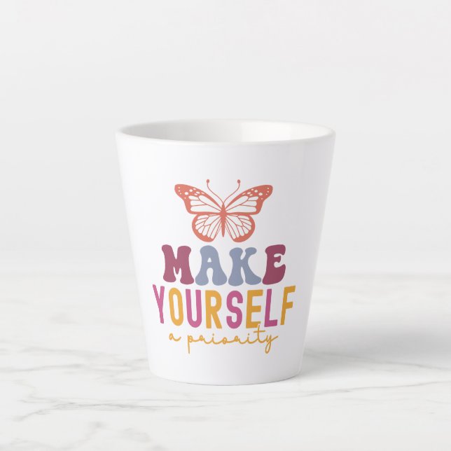 Cute Butterfly Mental Health Inspirational Design Latte Mug (Front)