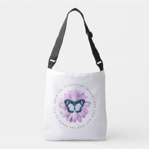Cute Butterfly on Pink Daisy Inspirational Quote Crossbody Bag
