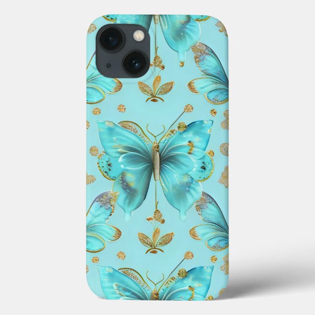 Cute Butterfly Pattern on a Blue Background Case-Mate iPhone Case (Back)