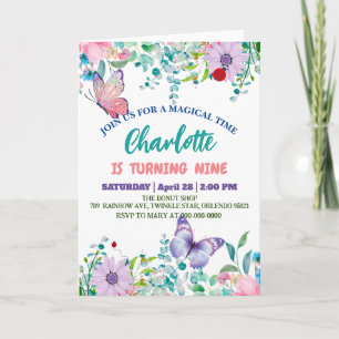 Cute butterfly Polka dot floral Flower Birthday  Holiday Card