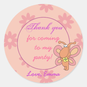 Cute Butterfly Thank You Birthday Stickers