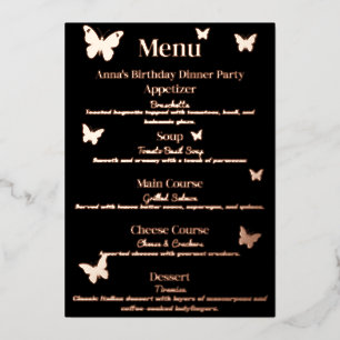 Cute Butterfly-Themed Birthday Dinner Party Menu