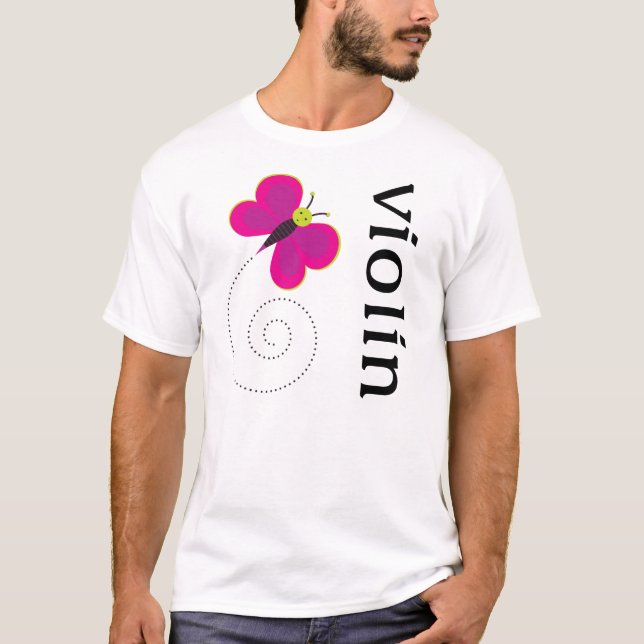 Cute Butterfly Violin T-Shirt (Front)