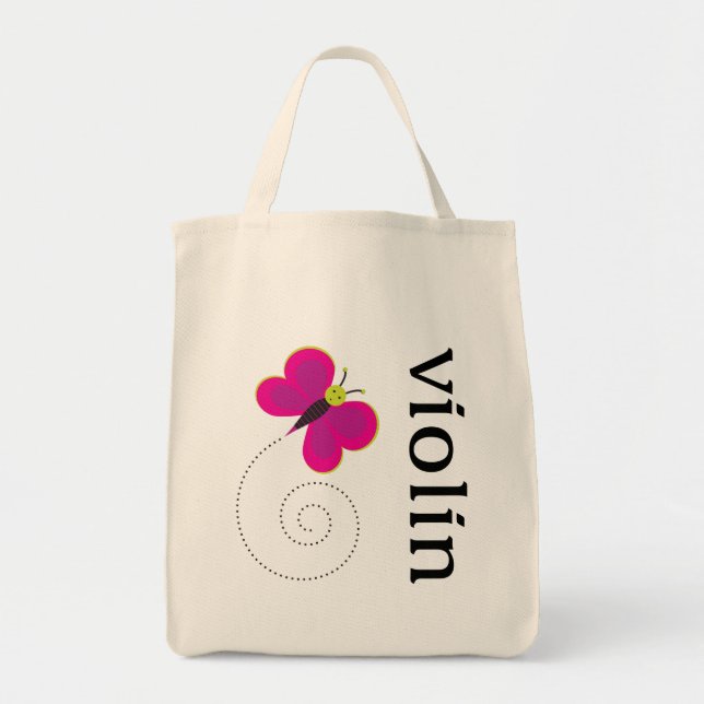 Cute Butterfly Violin Tote Bag (Front)