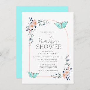 Cute Butterfly Whimsical Girl Baby Shower Invitation