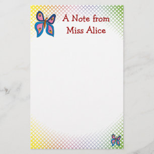 Cute butterfly   with your child's name stationery