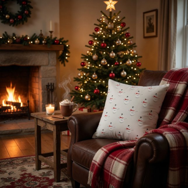 Cute Button Snowmen Grey  Cushion (Creator Uploaded)