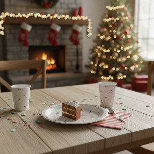 Cute Button Snowmen Grey  Paper Plate