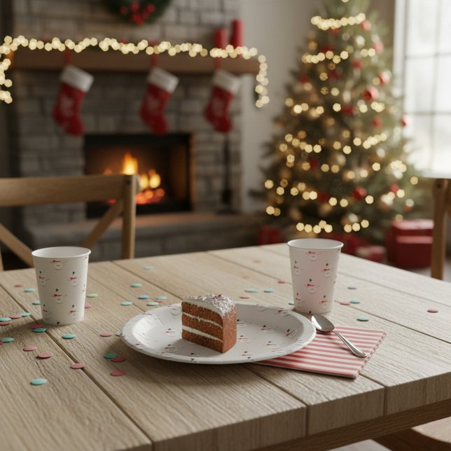 Cute Button Snowmen Grey  Paper Plate (Creator Uploaded)