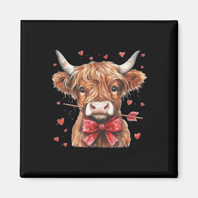 Cute By Cow With Coquette Bow Heart Calf Animals  Magnet (Front)