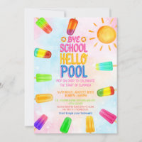 Cute Bye school hello pool party
