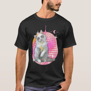 Cute Ca Cat Disco Retro Techno Dj Cat Party T T-Shirt