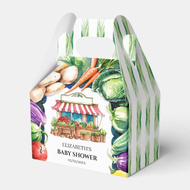 Cute Cabbage Farmer's Market Baby Shower Favour Box (Front Side)