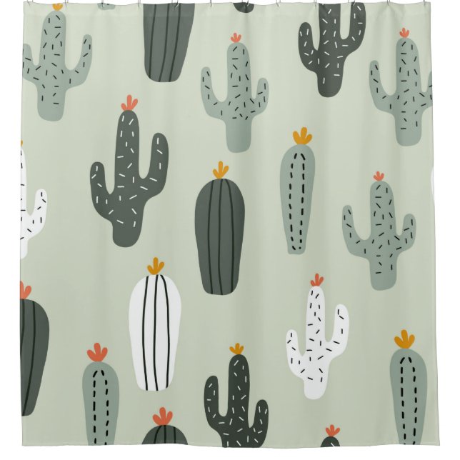 Cute cacti seamless pattern,background with hand d shower curtain (Front)