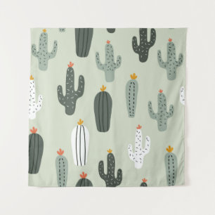 Cute cacti seamless pattern,background with hand d tapestry