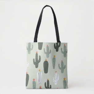 Cute cacti seamless pattern,background with hand d tote bag