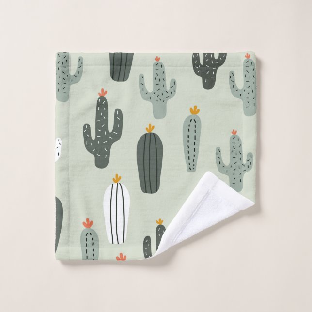 Cute cacti seamless pattern,background with hand d wash cloth (Wash Cloth)