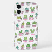 Cute Cacti Succulents Plants Doodles Pattern
