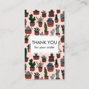 Cute Cacti & Succulents QR Code Order Thank You Business Card
