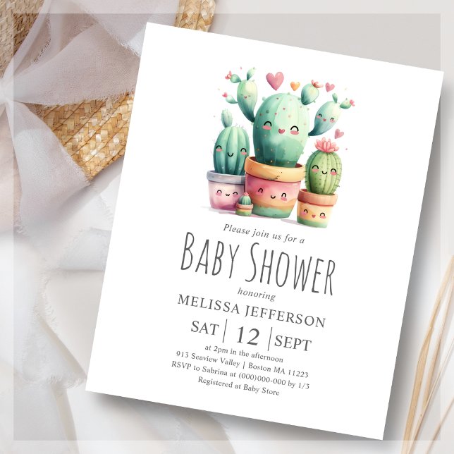Cute Cactus Baby Shower Budget Invitation (Creator Uploaded)