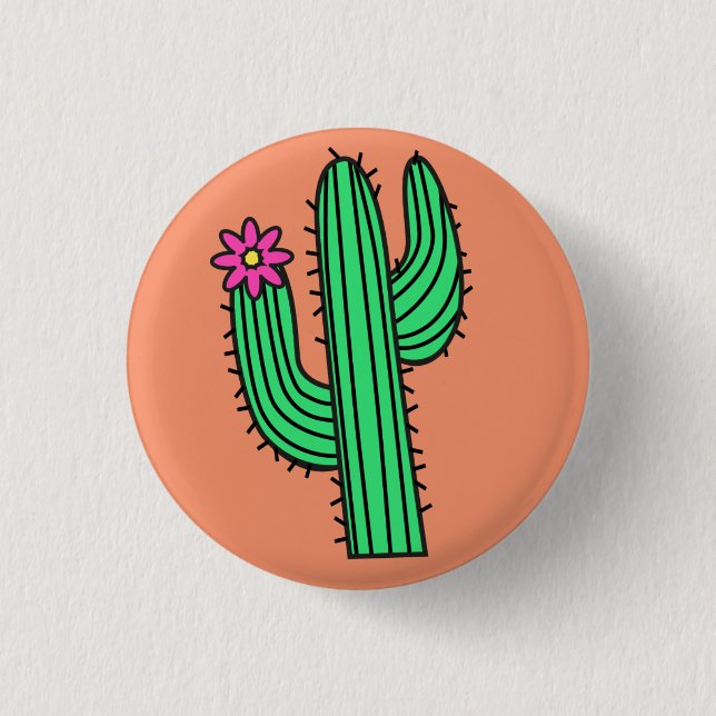 Cute Cactus Badge Pin Button (Front)