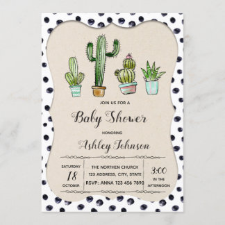 Cute cactus birthday party invitation
