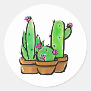 Cute Cactus cacti succulents  Classic Round Sticker