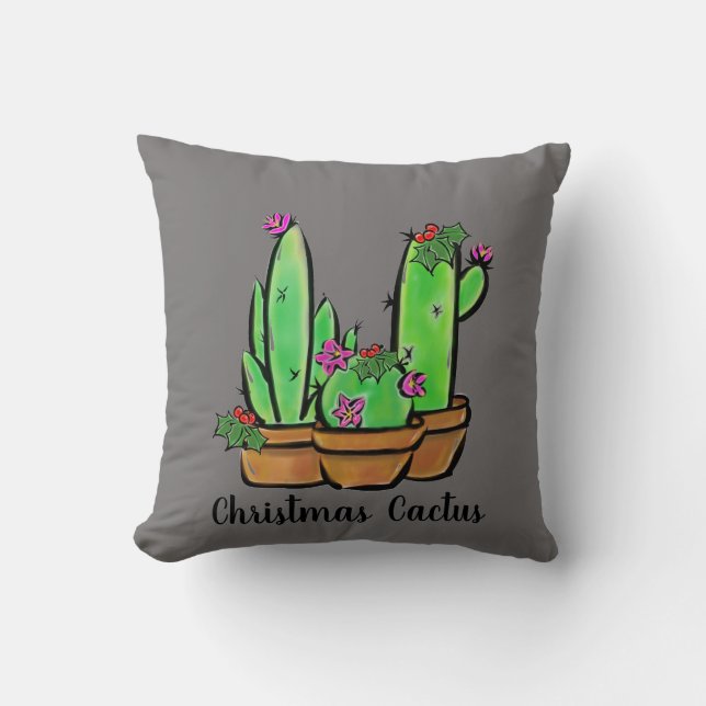 Cute Cactus cacti succulents  Cushion (Front)