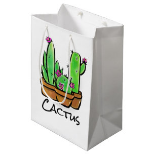 Cute Cactus cacti succulents Medium Gift Bag