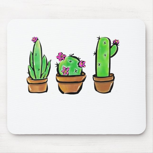 Cute Cactus cacti succulents  Mouse Pad (Front)
