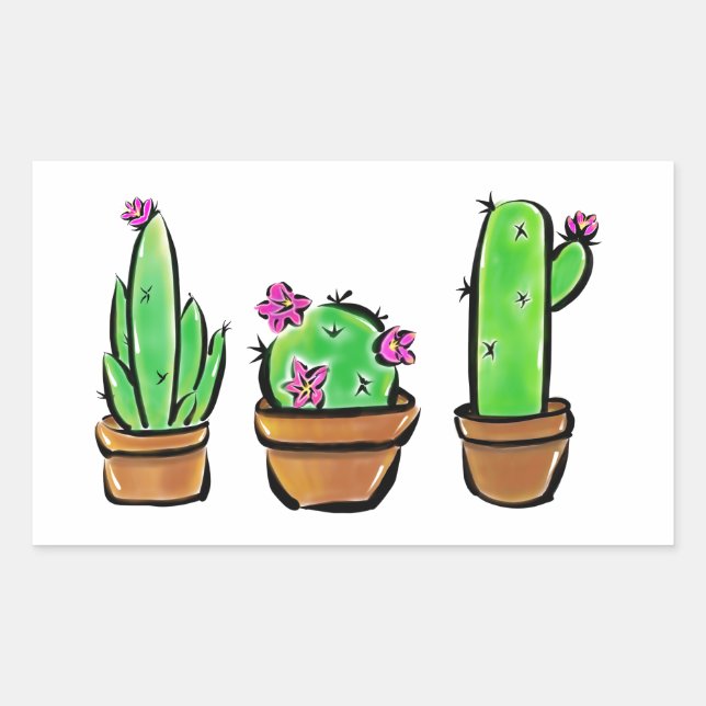 Cute Cactus cacti succulents  Rectangular Sticker (Front)
