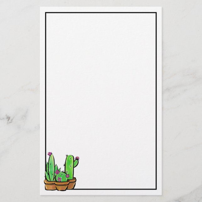Cute Cactus cacti succulents  Stationery (Front)