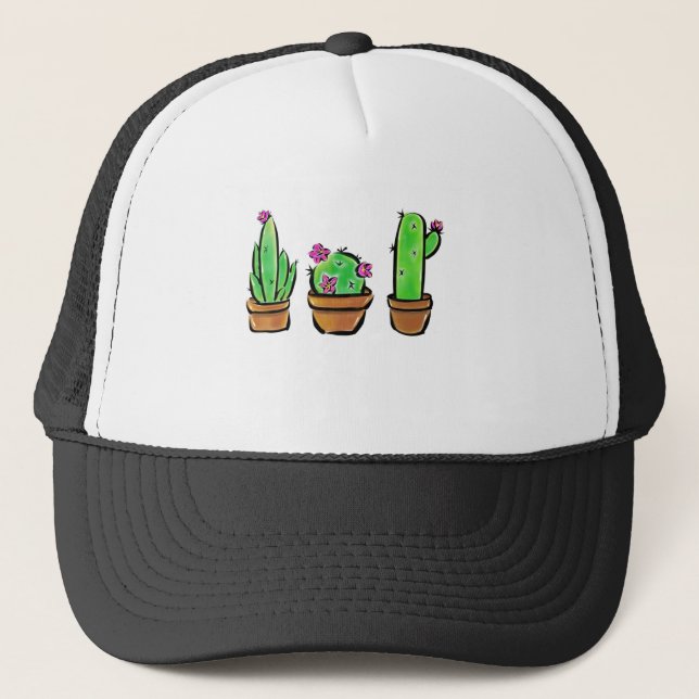 Cute Cactus cacti succulents  Trucker Hat (Front)
