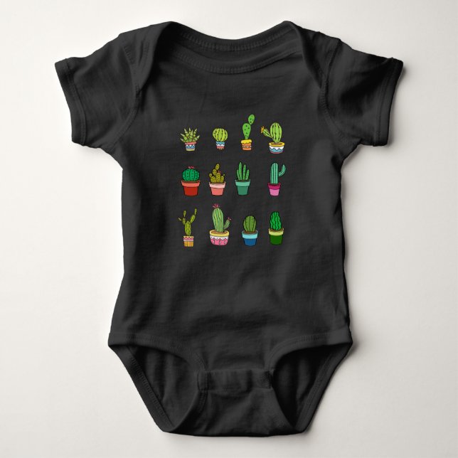Cute Cactus Collector Kawaii Succulent Lover Baby Bodysuit (Front)